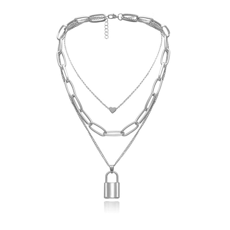 Layered Padlock Necklace