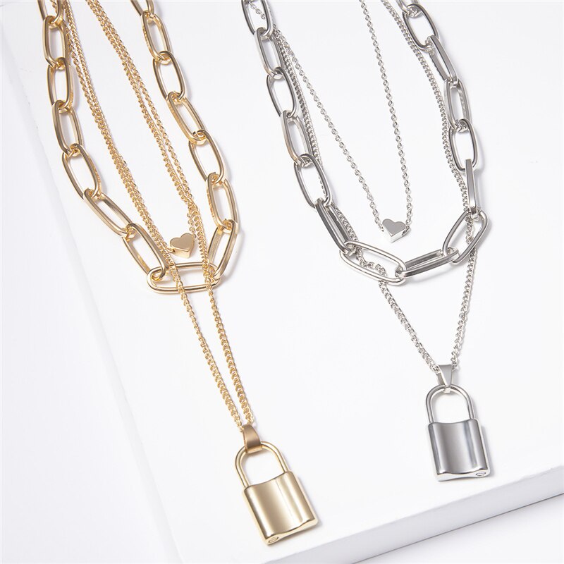 Layered Padlock Necklace