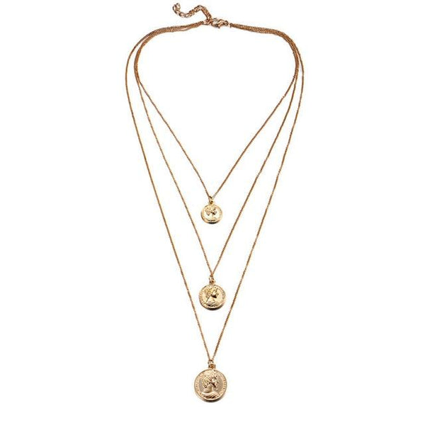 Vintage Carved Coin Necklace
